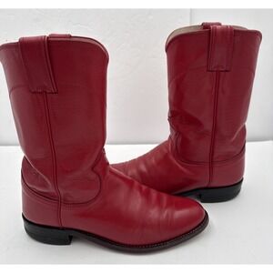 Justin Roper Boots Vintage Red Leather L3055 Women's 7B Classic Western Cowgirl